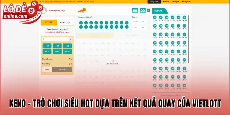 Keno - Trò chơi siêu hot dựa trên kết quả quay của Vietlott